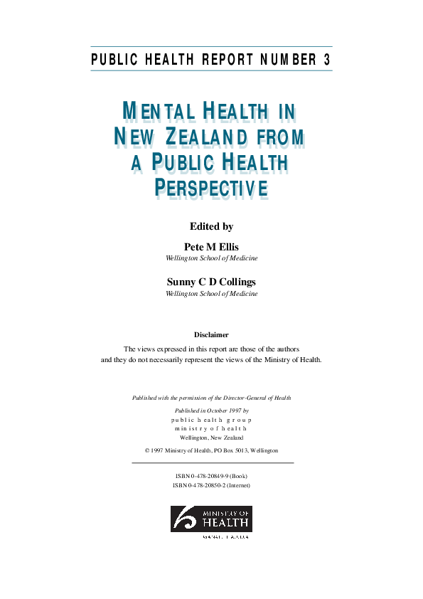 (PDF) MENTAL HEALTH IN NEW ZEALAND FROM A PUBLIC HEALTH PERSPECTIVE