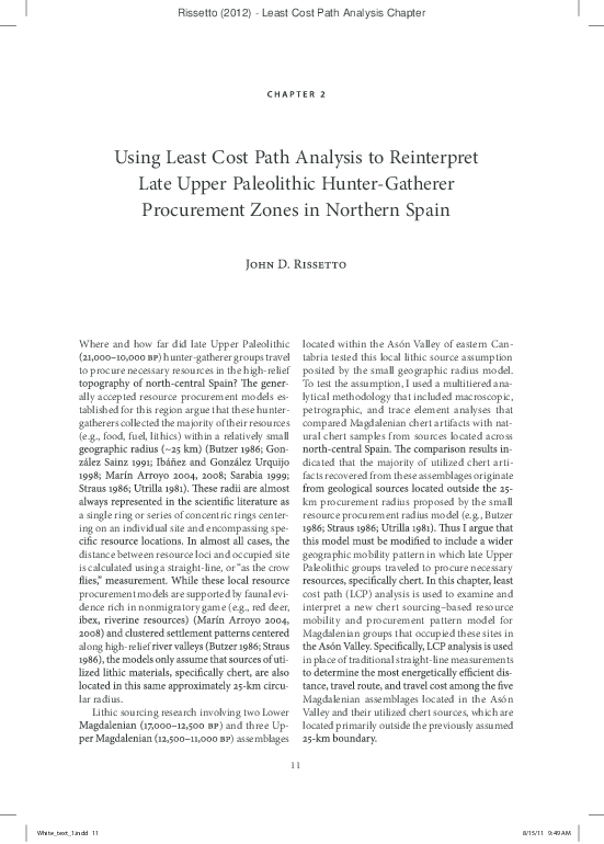 (PDF) 2012 - Using Least Cost Path Analysis to Reinterpret Late Upper ...