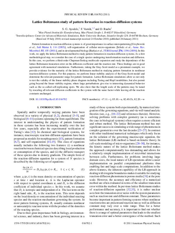 (PDF) Lattice Boltzmann study of pattern formation in reaction ...