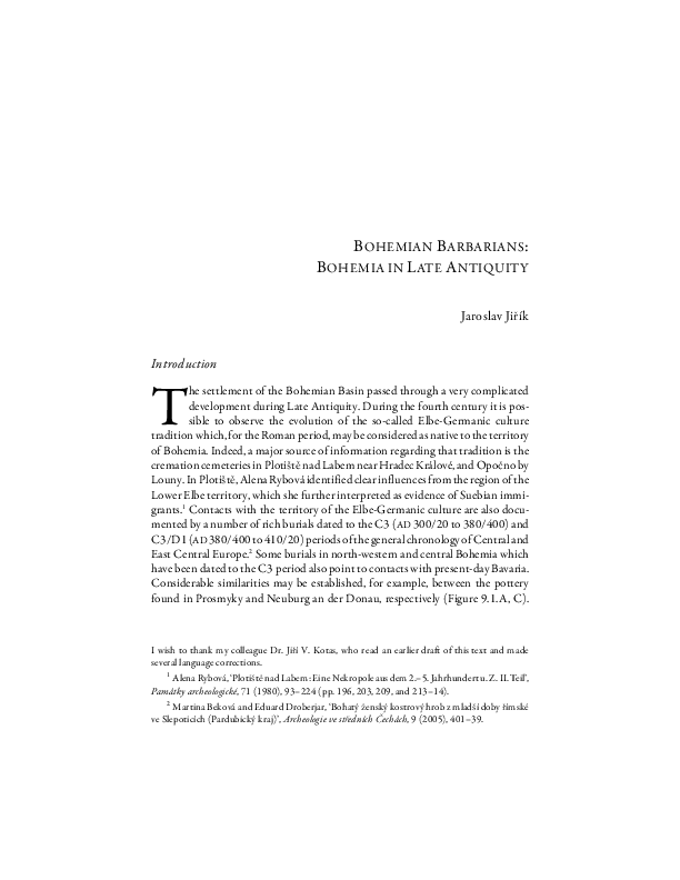 Bohemian Barbarians: Bohemia in Late Antiquity