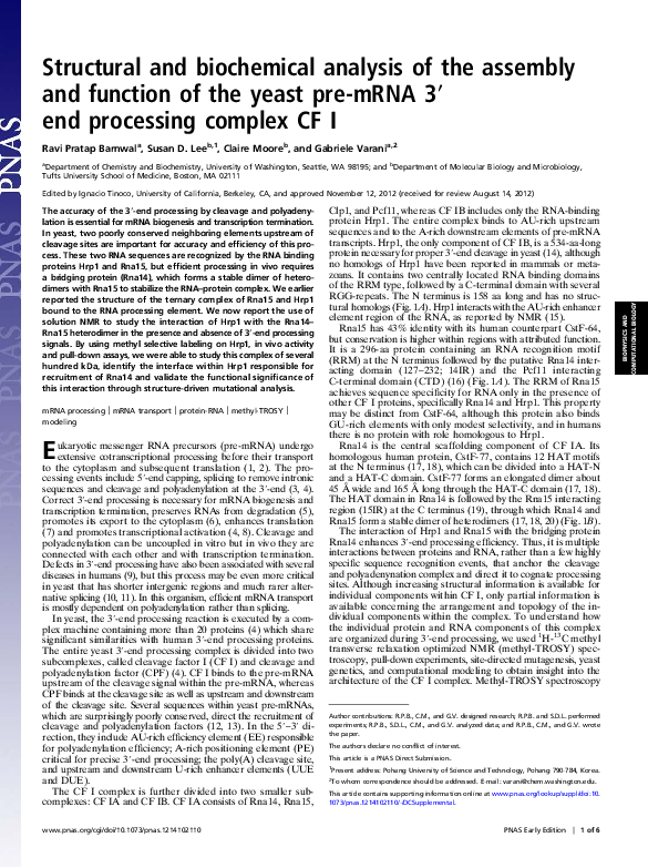(PDF) Structural and biochemical analysis of the assembly and function ...