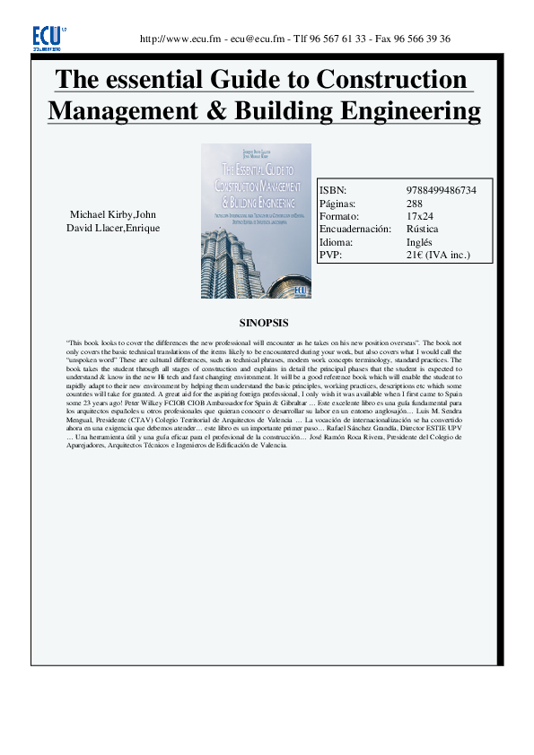 (PDF) The essential guide to construction management & building engineering