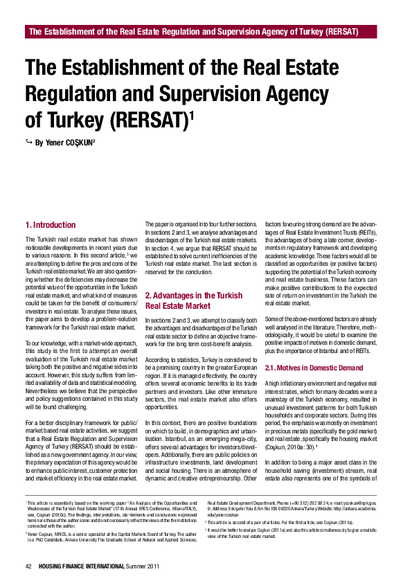 (PDF) Why Real Estate Regulation and Supervision Agency Should