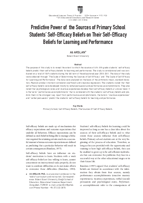 (PDF) Predictive Power of the Sources of Primary School Students’ Self ...
