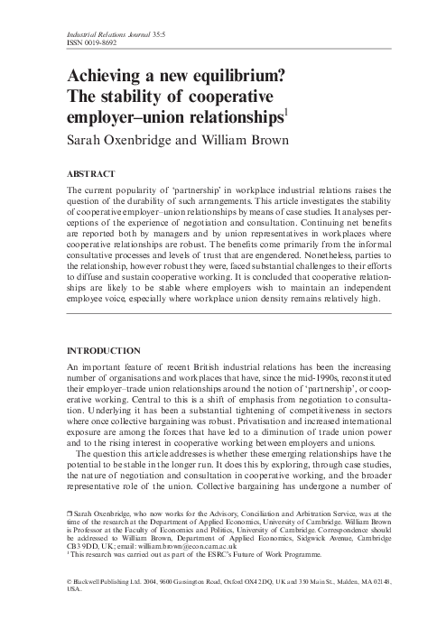(PDF) Achieving a new equilibrium? The stability of cooperative ...