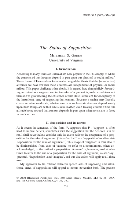 (PDF) The Status of Supposition (from Nous)