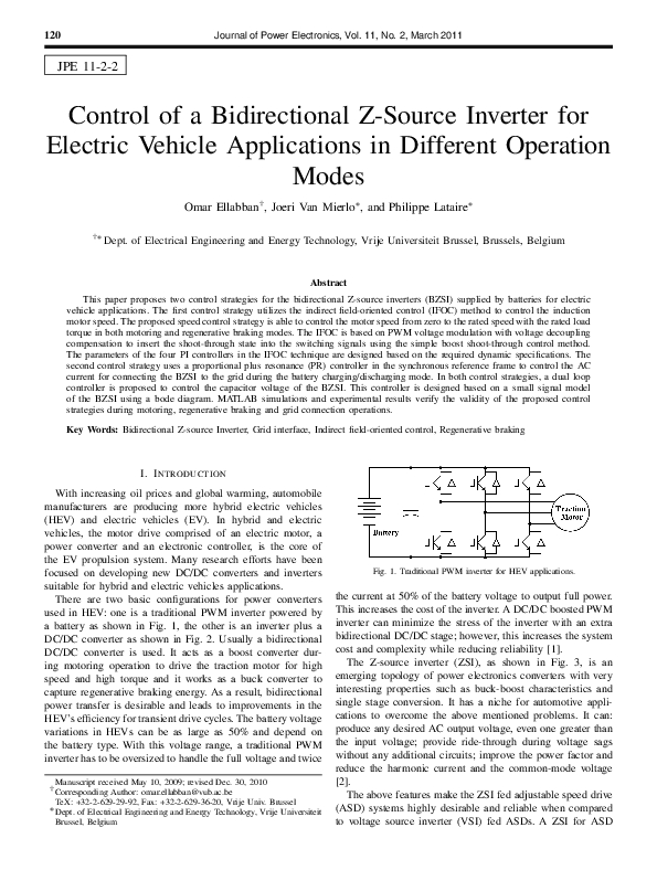 (PDF) Control of a Bidirectional Z-Source Inverter forElectric Vehicle ...