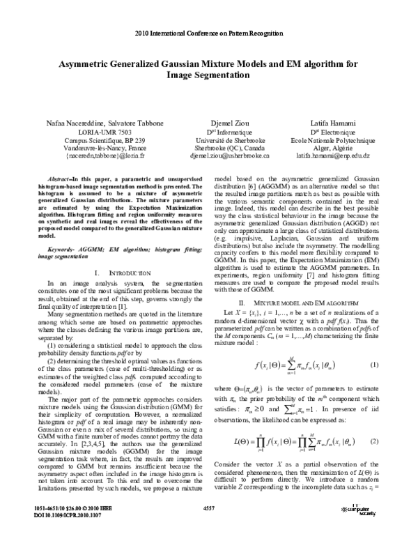 (PDF) Asymmetric Generalized Gaussian Mixture Models and EM Algorithm ...
