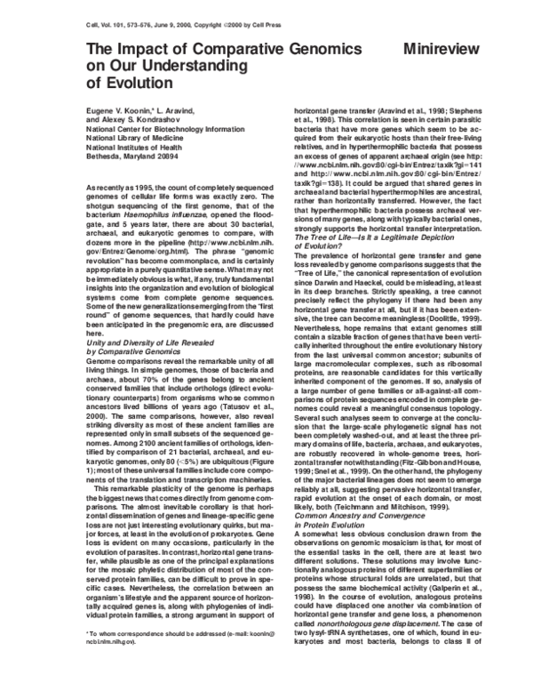 (PDF) The impact of comparative genomics on our understanding of evolution