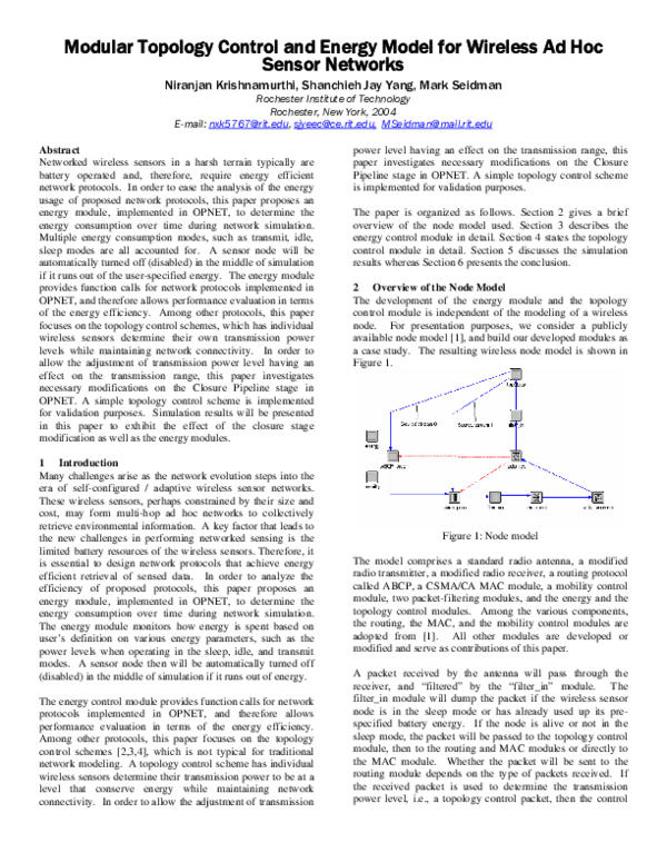 (PDF) Modular topology control and energy model for wireless ad hoc ...
