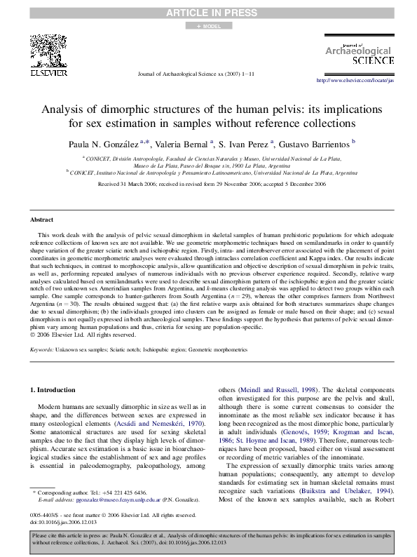 (PDF) Analysis of dimorphic structures of the human pelvis: its ...