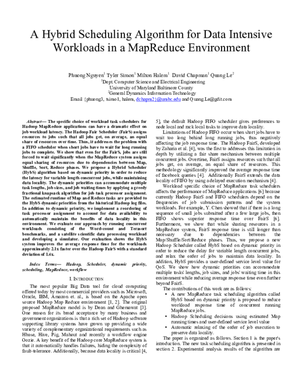 (PDF) A Hybrid Scheduling Algorithm for Data Intensive Workloads in a ...