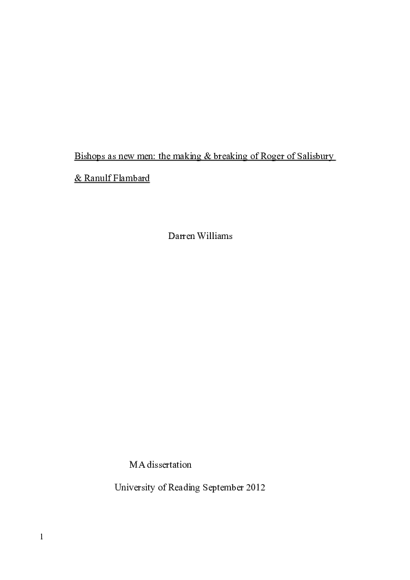 Bishops as new men: the making and breaking of Roger of Salisbury and Ranulf Flambard