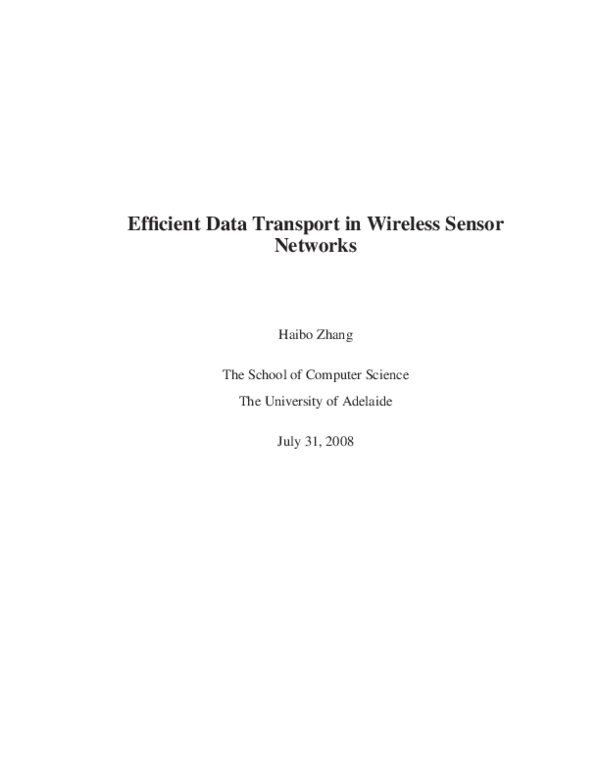 (PDF) Efficient data transport in wireless sensor networks