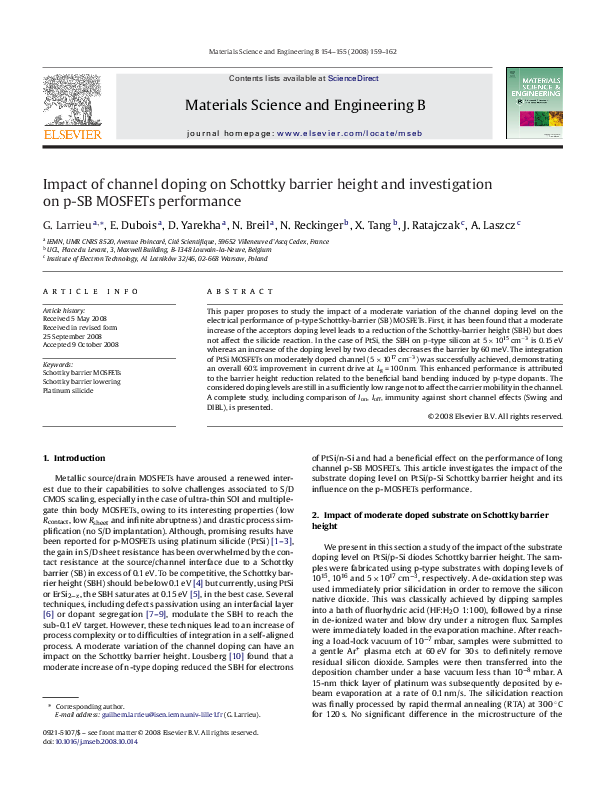 (PDF) Impact of channel doping on Schottky barrier height and ...