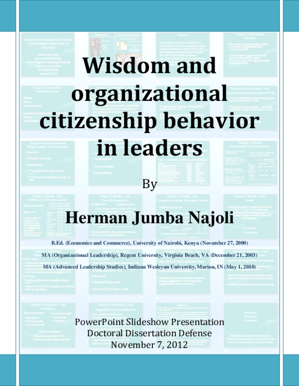 (PDF) Wisdom and organizational citizenship behavior in leaders