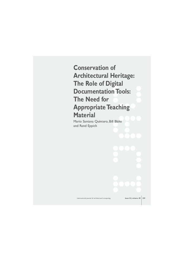 Pdf Conservation Of Architectural Heritage The Role Of Digital Pdf Conservation Of Architectural Heritage The Role Of Digital