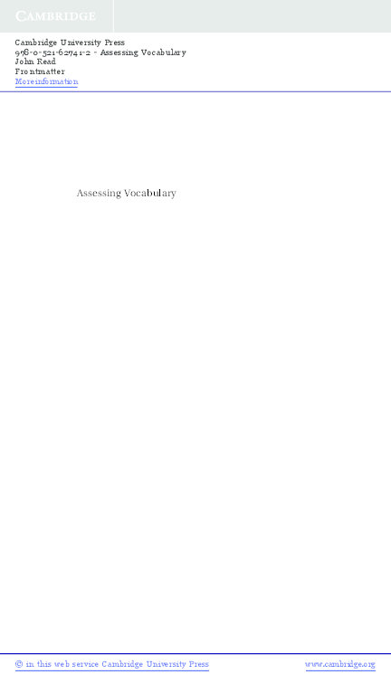 Pdf Assessing Vocabulary