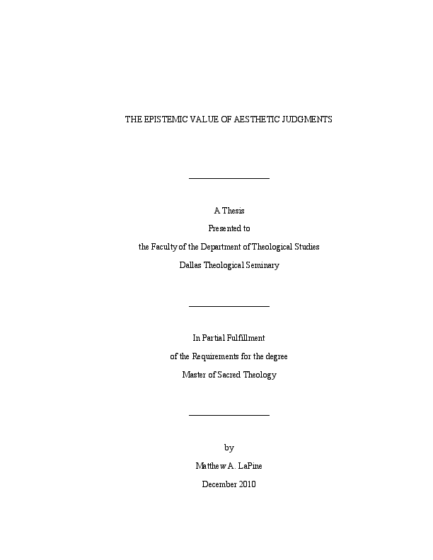 Dissertation theological aesthetics picture