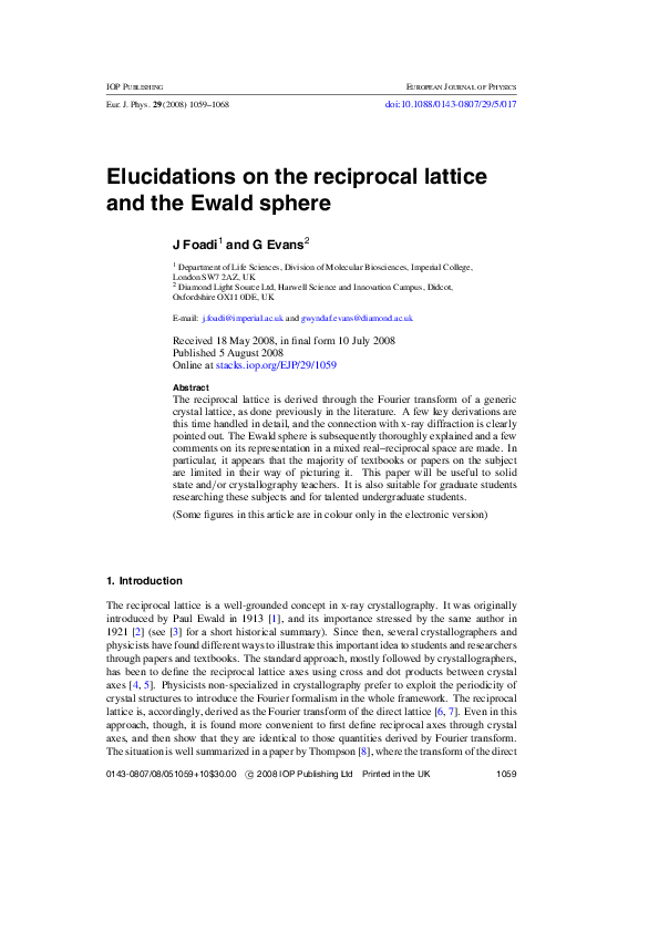Elucidations on the reciprocal lattice and the Ewald sphere