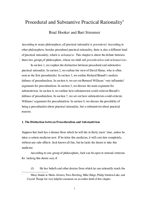 (DOC) Procedural and Substantive Practical Rationality