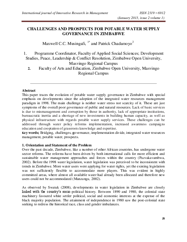 Zimbabwe research paper image