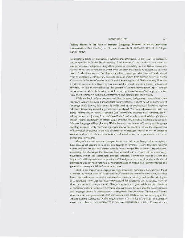 (PDF) Review of "Telling Stories in the Face of Danger." Paul V ...