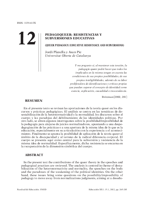 Pedagoqueer: resistencias y subversiones educativas