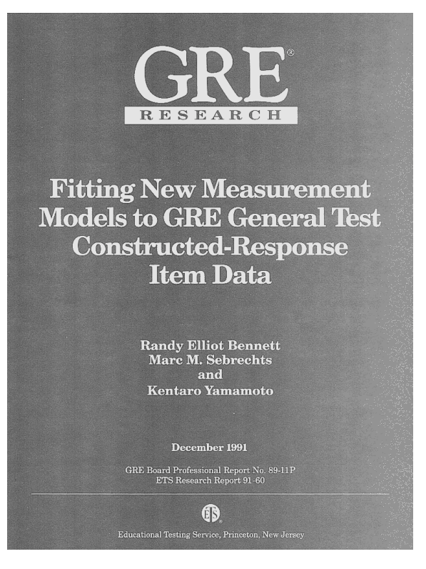 (PDF) Fitting New Measurement Models to GRE General Test Constructed ...
