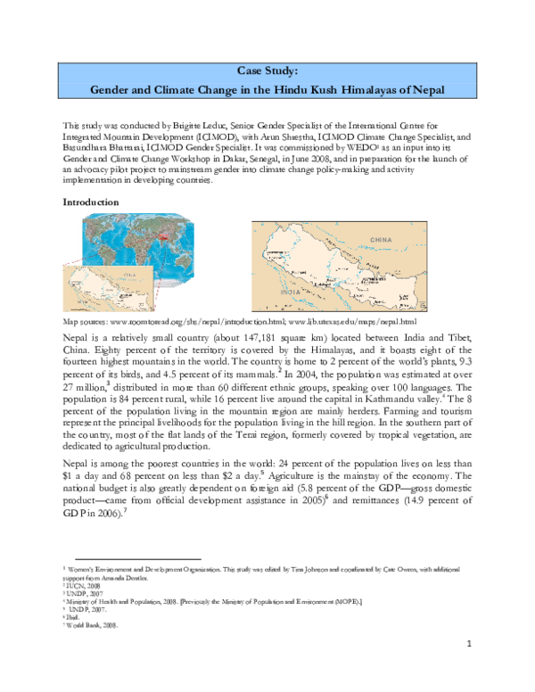 (PDF) Case Study: Gender and Climate Change in the Hindu Kush Himalayas ...
