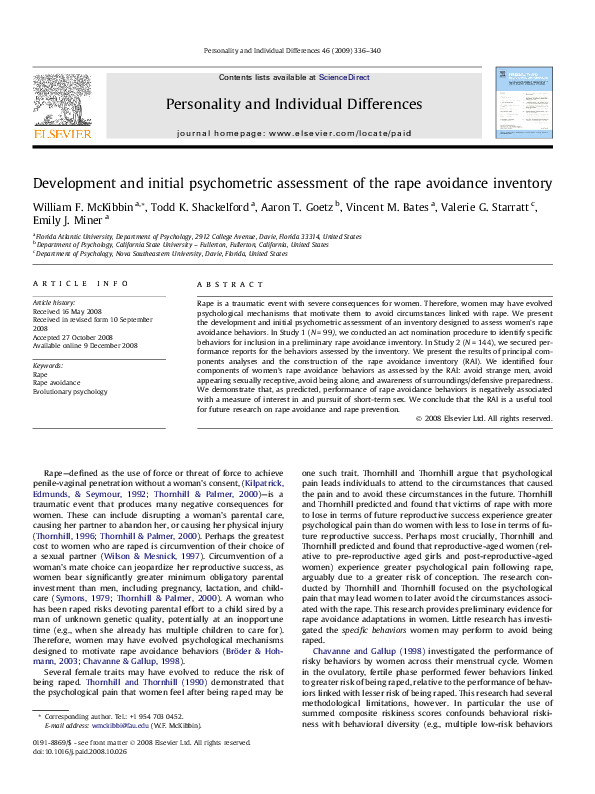(PDF) Development and initial psychometric assessment of the rape ...