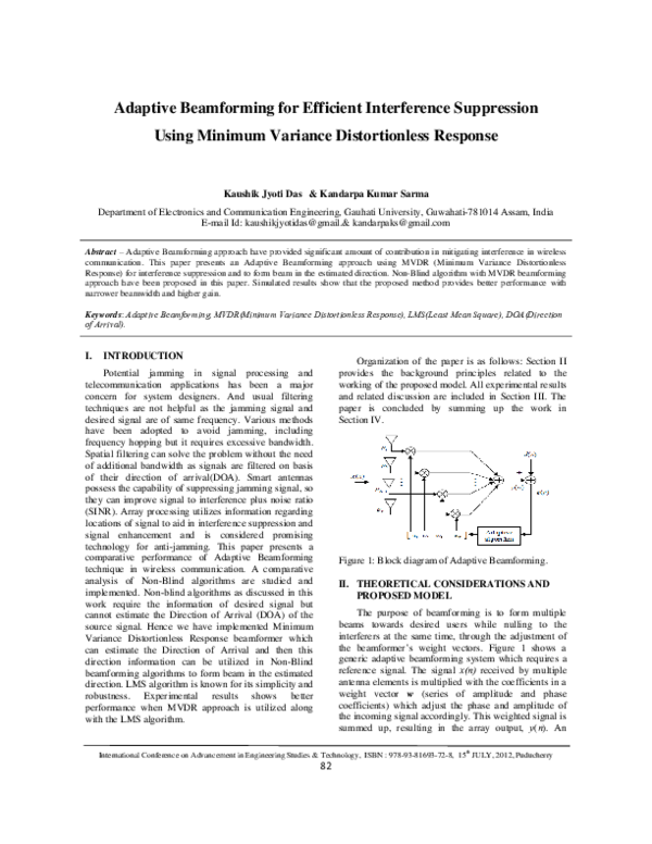 (PDF) Adaptive Beamforming for Efficient Interference Suppression Using ...