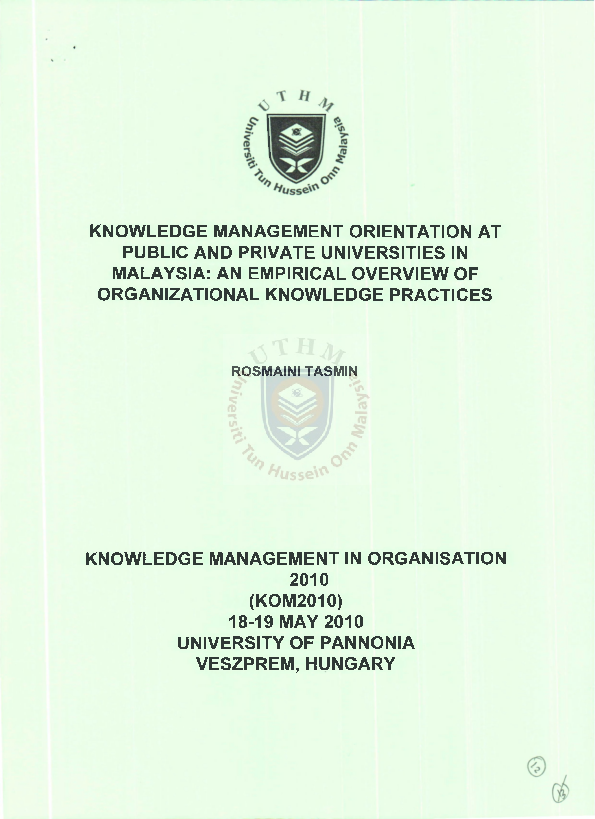 (PDF) Knowledge management orientation at public and private ...