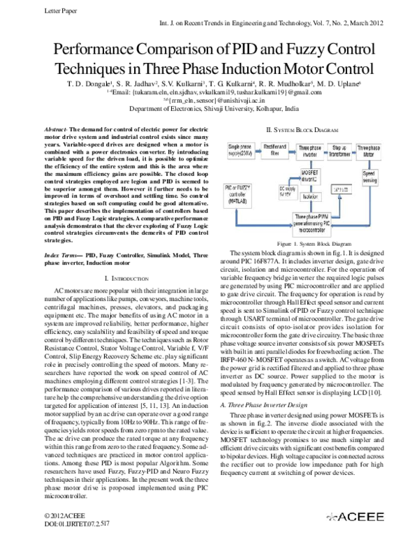 (PDF) Performance Comparison of PID and Fuzzy Control Techniques in ...