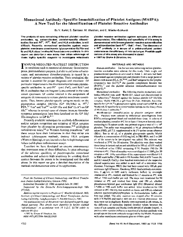 (PDF) Monoclonal antibody--specific immobilization of platelet antigens ...