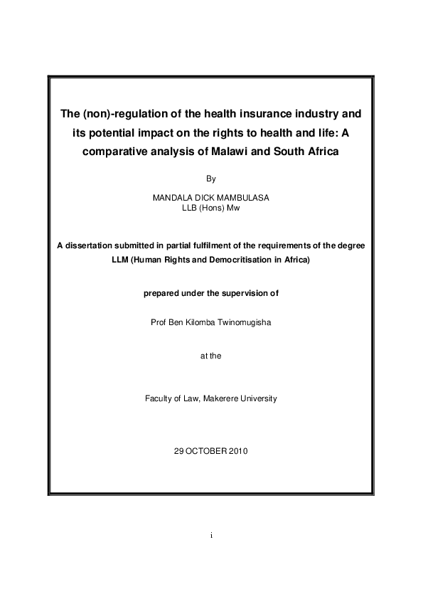 (PDF) (Non)regulation of the health insurance industry