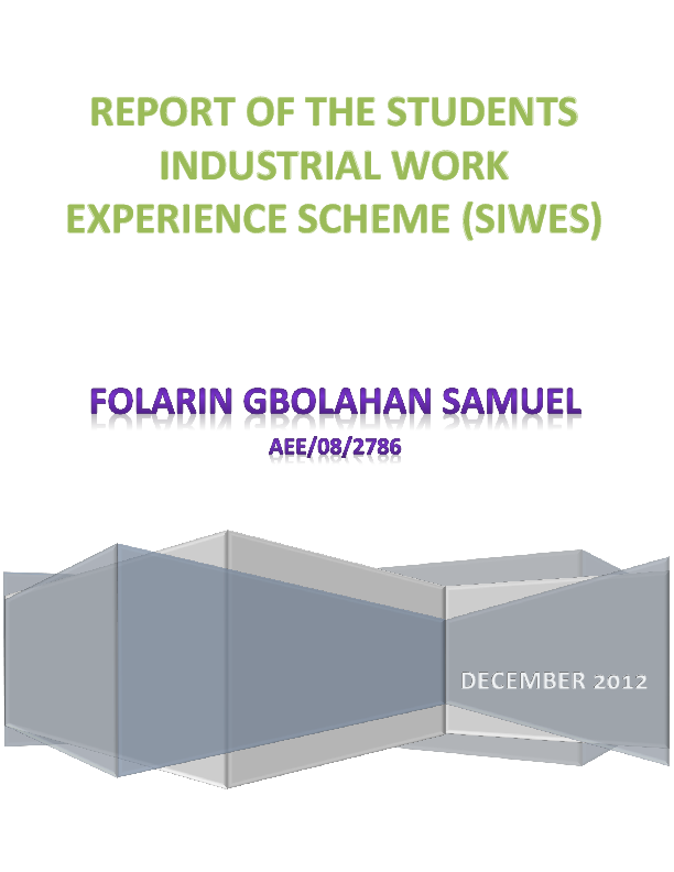 (DOC) Student industrial work Experience Scheme (SIWES) Report