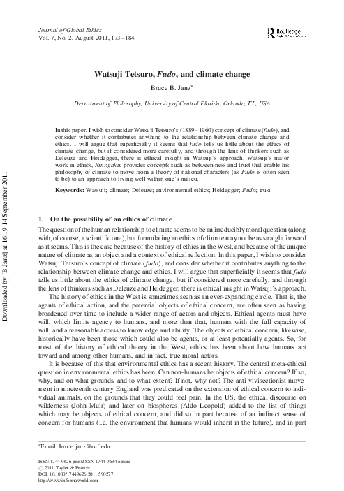 (PDF) Watsuji Tetsuro, Fudo, and Climate Change