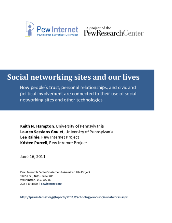 (PDF) Social Networking Sites and Our Lives: How People s Trust ...