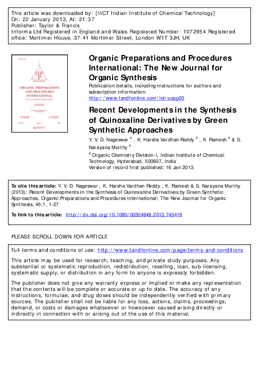 Recent Developments in the Synthesis of Quinoxaline Derivatives by ...