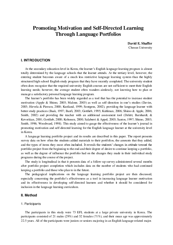 Promoting Motivation And Self Directed Learning Through Language Portfolios