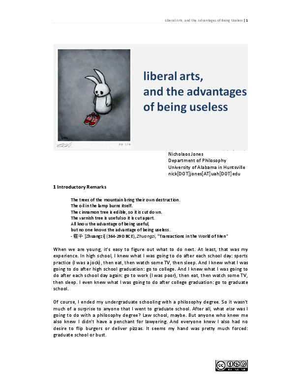 (PDF) Liberal Arts, and the Advantages of Being Useless Nicholaos