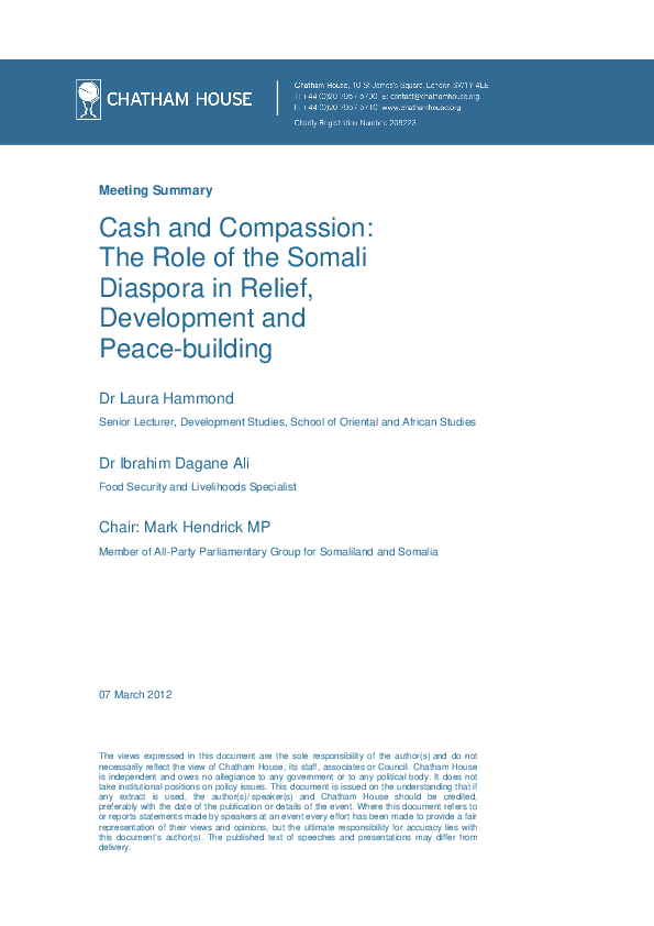 (PDF) Cash and Compassion: The Role of the Somali Diaspora in Relief ...