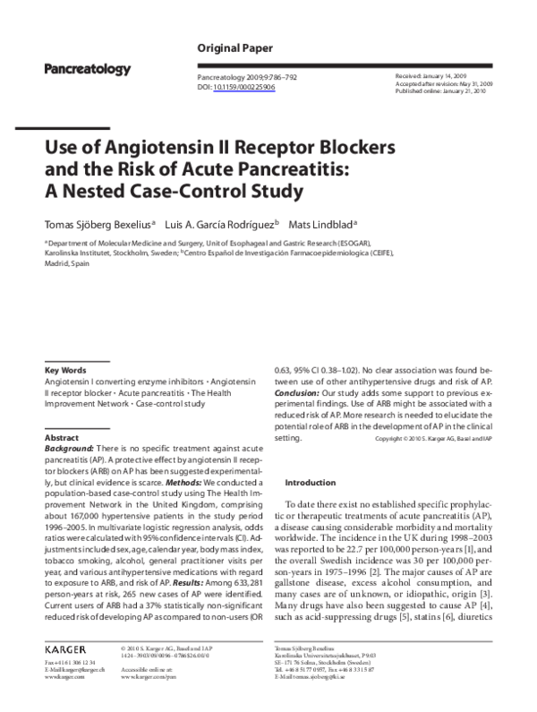 (PDF) Use of Angiotensin II Receptor Blockers and the Risk of Acute ...