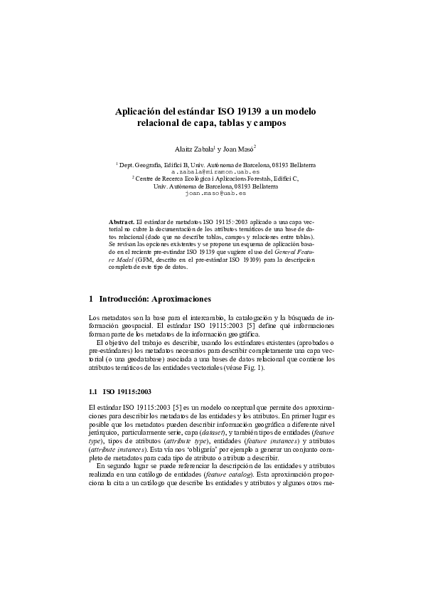 (PDF) Aplicación del estándar ISO 19139 a un modelo relacional de capa ...