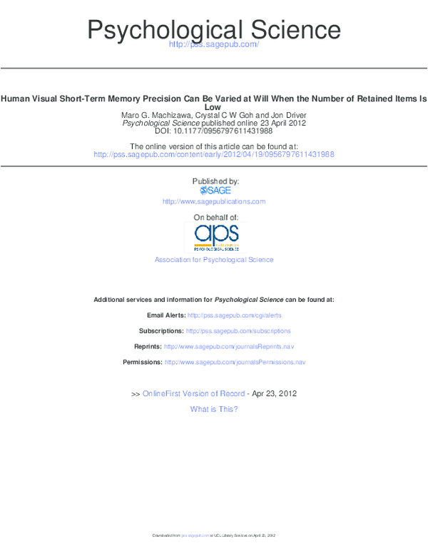 (PDF) Human visual short-term memory precision can be varied at will ...