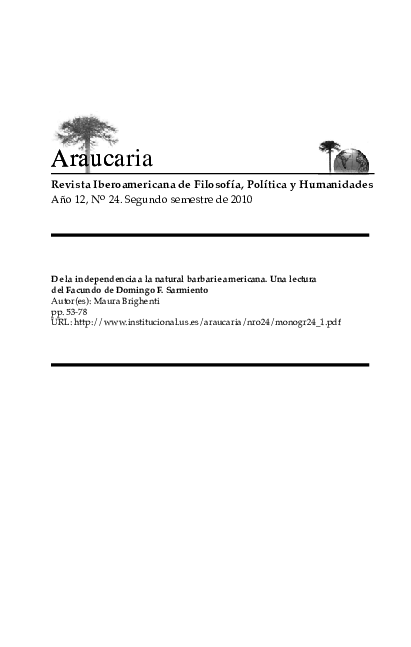De la independencia a la natural barbarie americana: una lectura del Facundo de Domingo F. Sarmiento