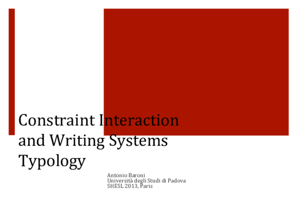 (PDF) Constraint Interaction & Writing Systems Typology