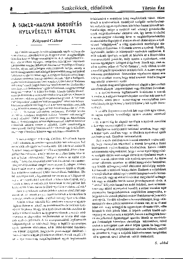 Pdf A Sumer Magyar Rokonitas Nyelveszeti Hattere Gabor Zolyomi Academia Edu