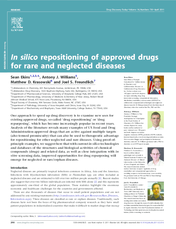 (PDF) In silico repositioning of approved drugs for rare and neglected ...